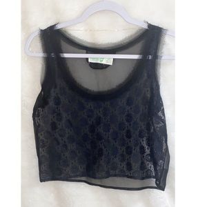 Black lace crop tank top Selena Gomez